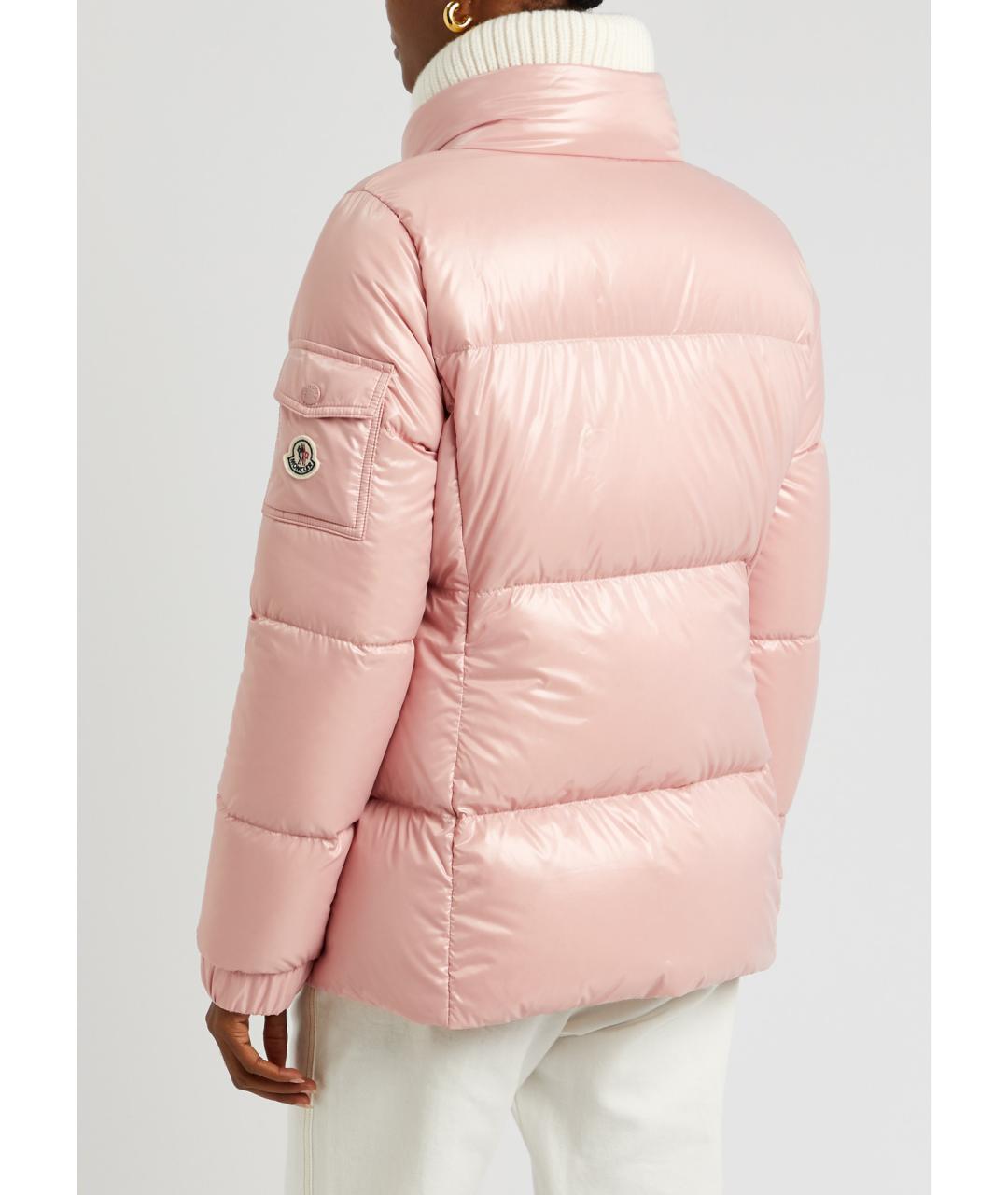 MONCLER Розовый полиэстеровый пуховик, фото 5