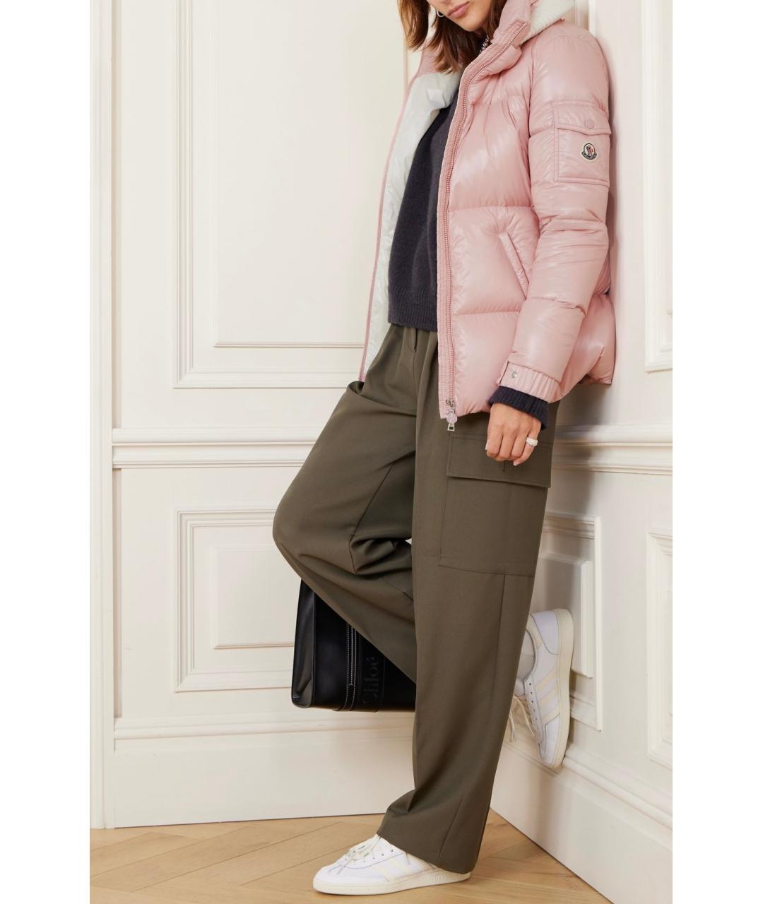 MONCLER Розовый полиэстеровый пуховик, фото 7