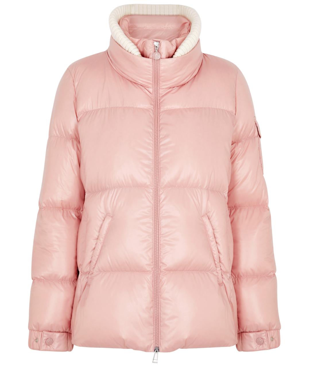 MONCLER Розовый полиэстеровый пуховик, фото 8