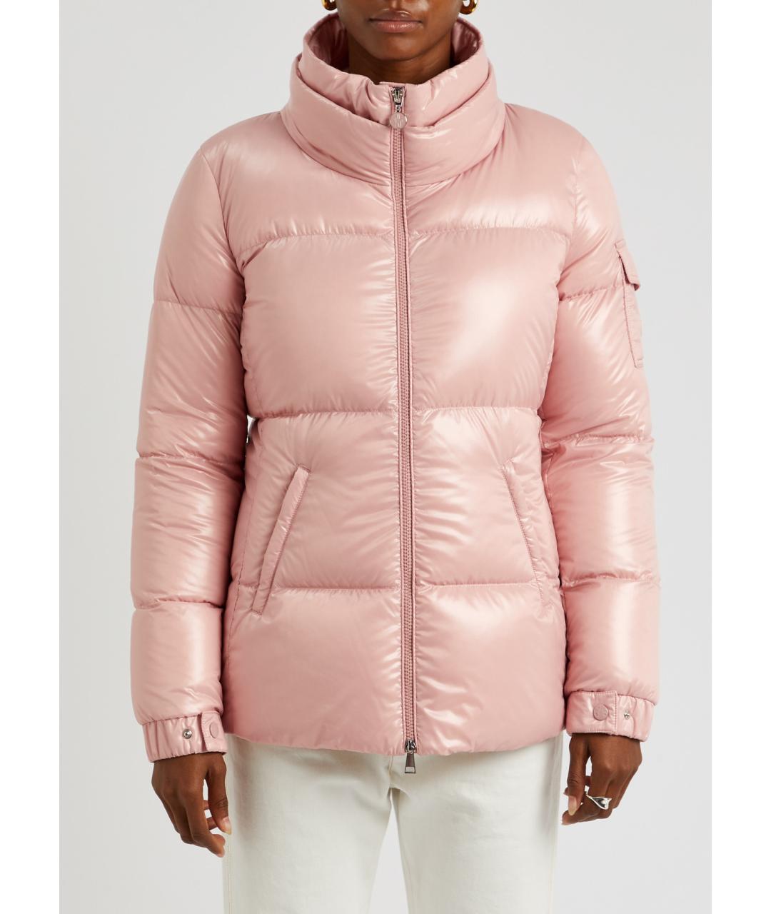 MONCLER Розовый полиэстеровый пуховик, фото 3
