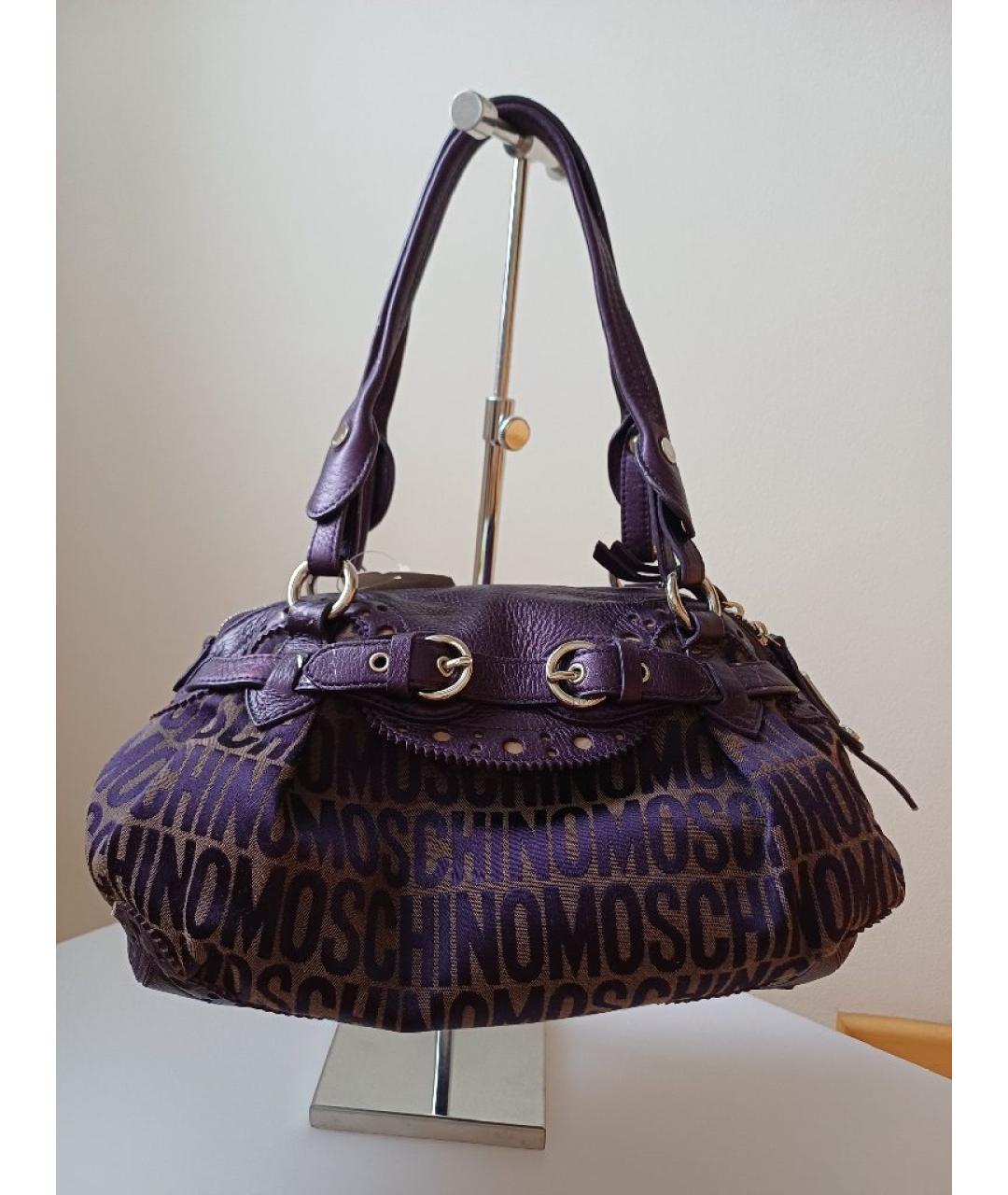 MOSCHINO Фиолетовая кожаная сумка с короткими ручками, фото 9