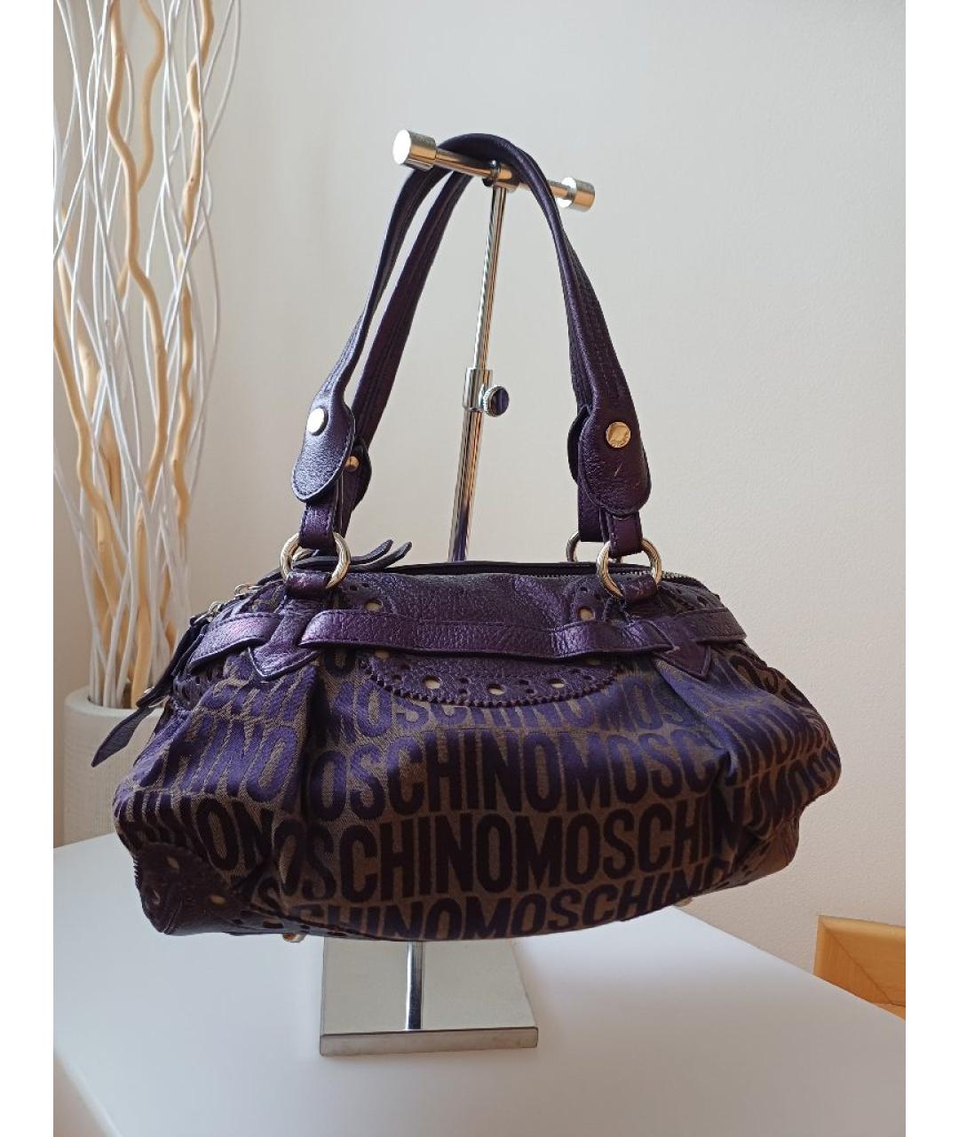 MOSCHINO Фиолетовая кожаная сумка с короткими ручками, фото 4