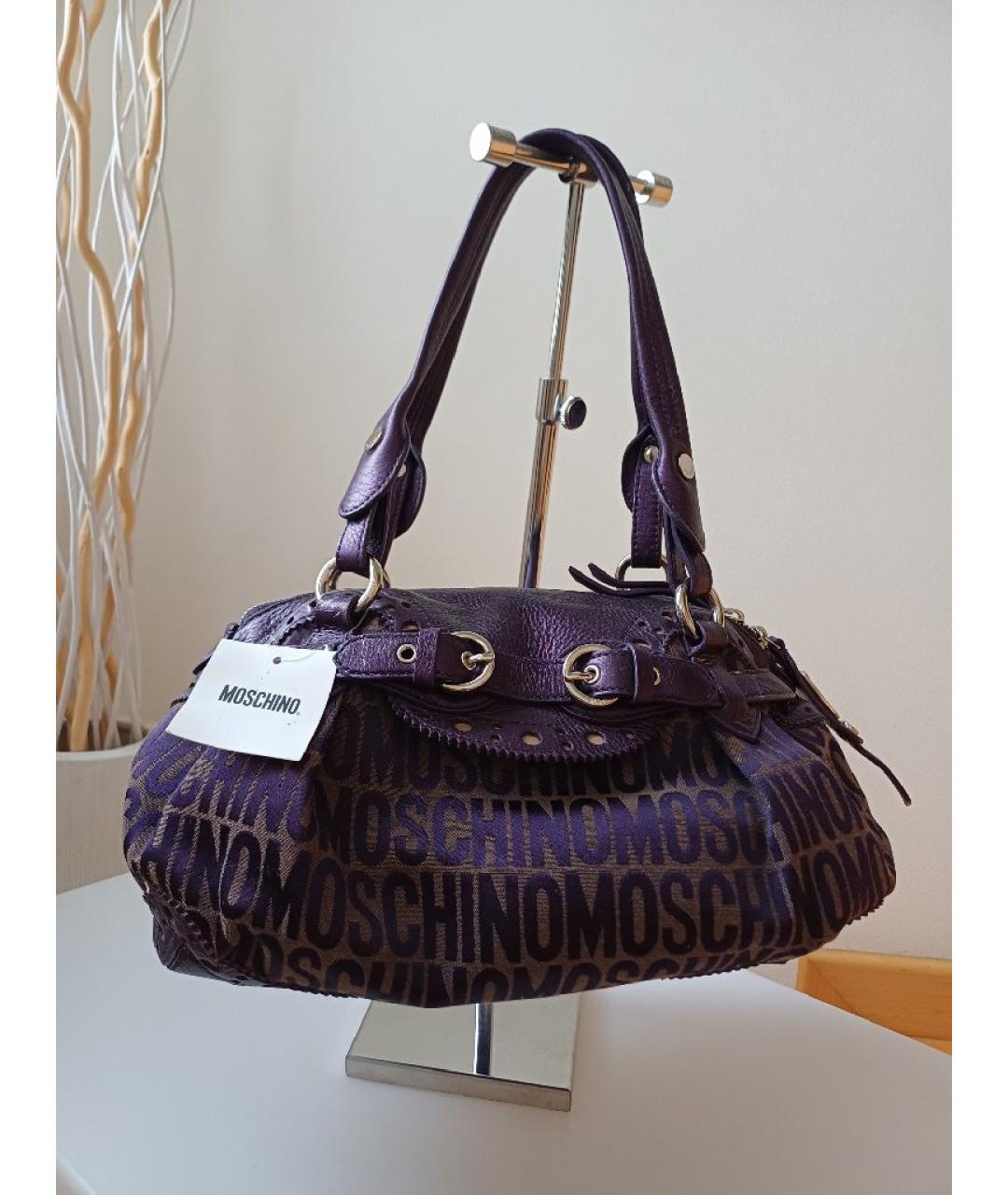 MOSCHINO Фиолетовая кожаная сумка с короткими ручками, фото 2