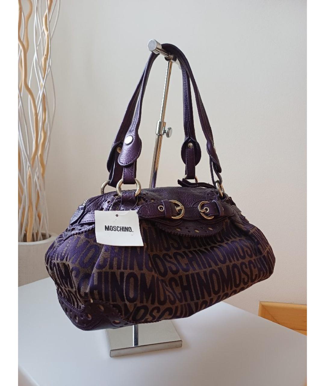 MOSCHINO Фиолетовая кожаная сумка с короткими ручками, фото 3