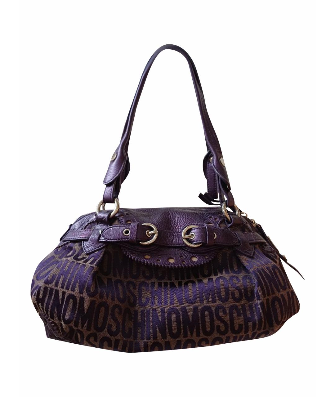 MOSCHINO Фиолетовая кожаная сумка с короткими ручками, фото 1