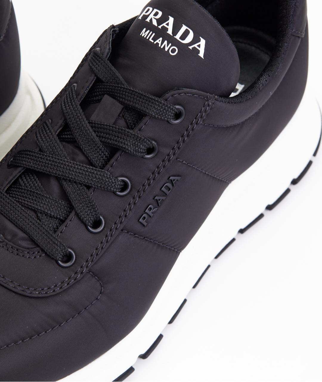 PRADA Черные текстильные низкие кроссовки / кеды, фото 6