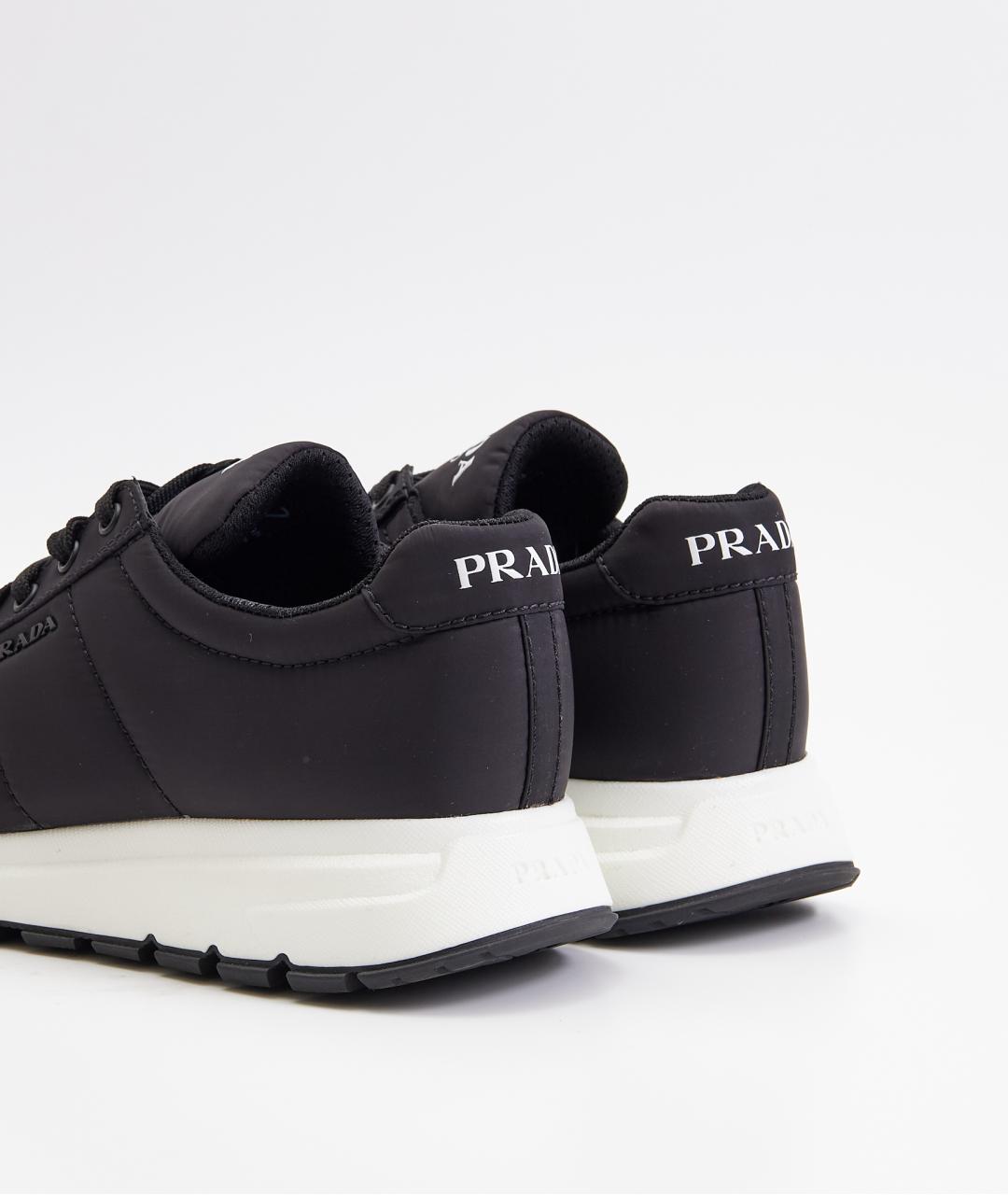 PRADA Черные текстильные низкие кроссовки / кеды, фото 3