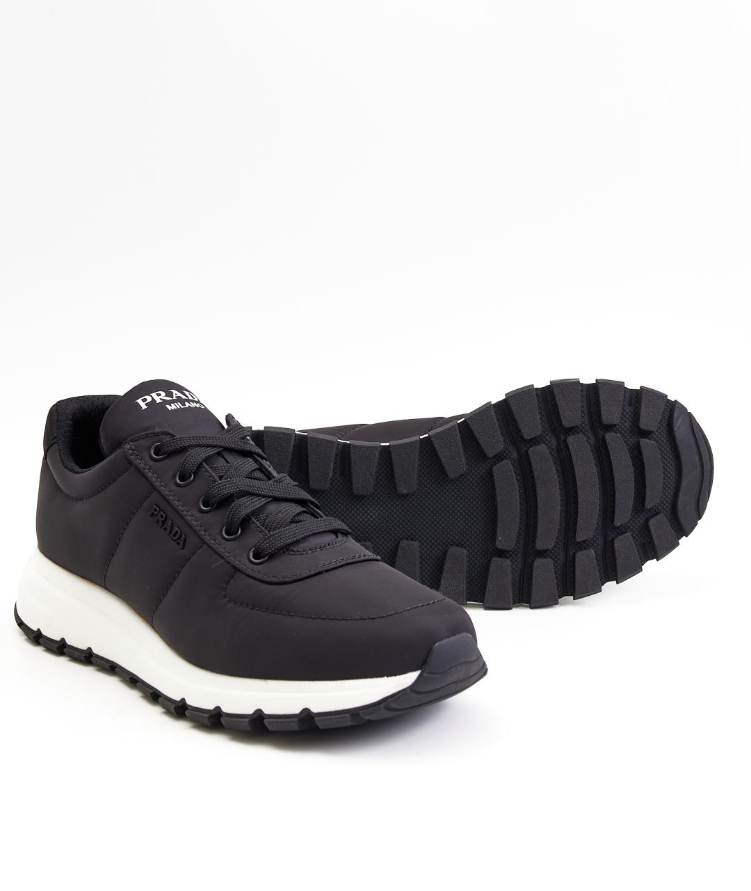 PRADA Черные текстильные низкие кроссовки / кеды, фото 8