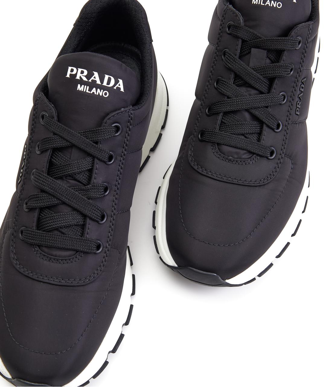 PRADA Черные текстильные низкие кроссовки / кеды, фото 5