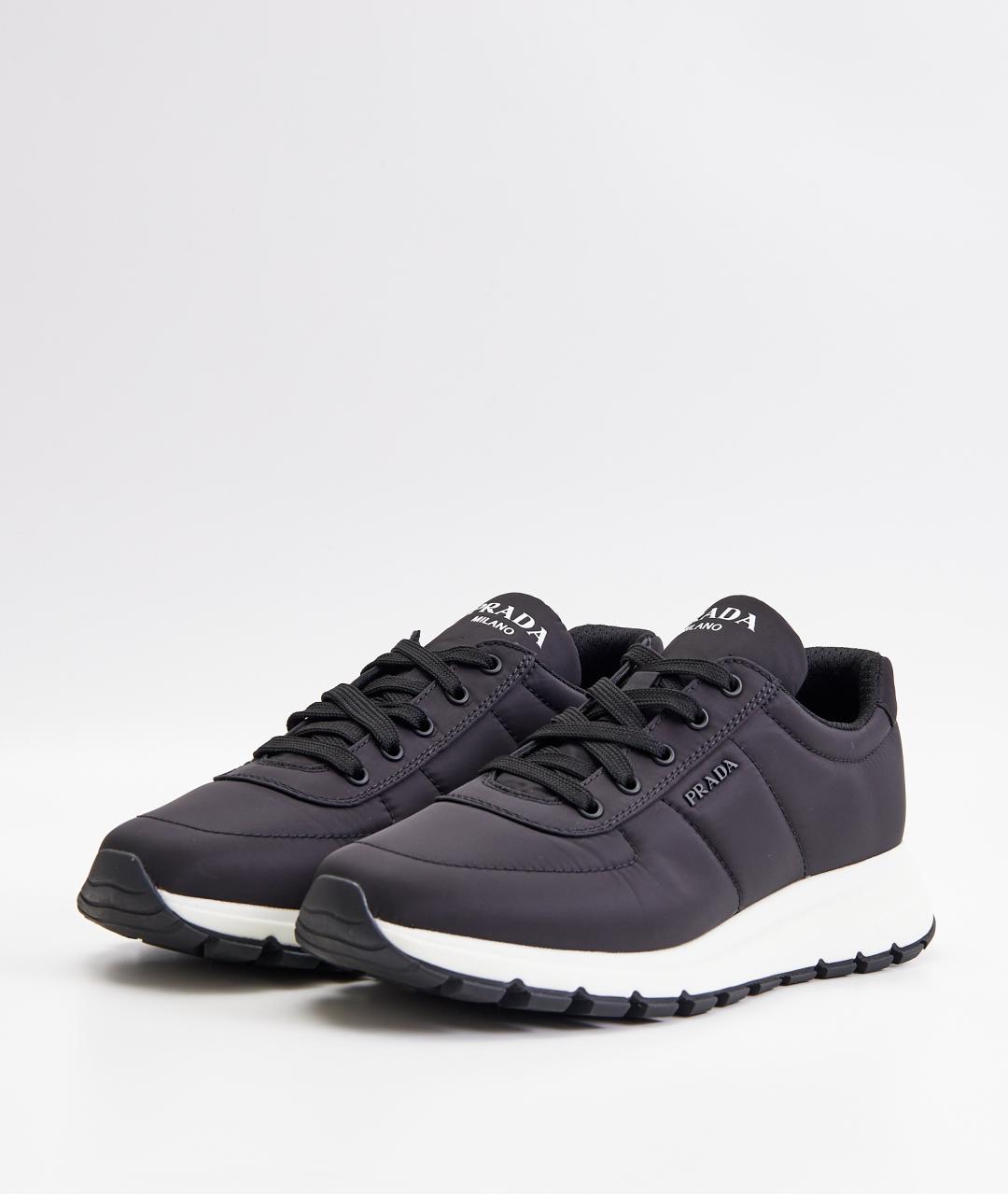 PRADA Черные текстильные низкие кроссовки / кеды, фото 2