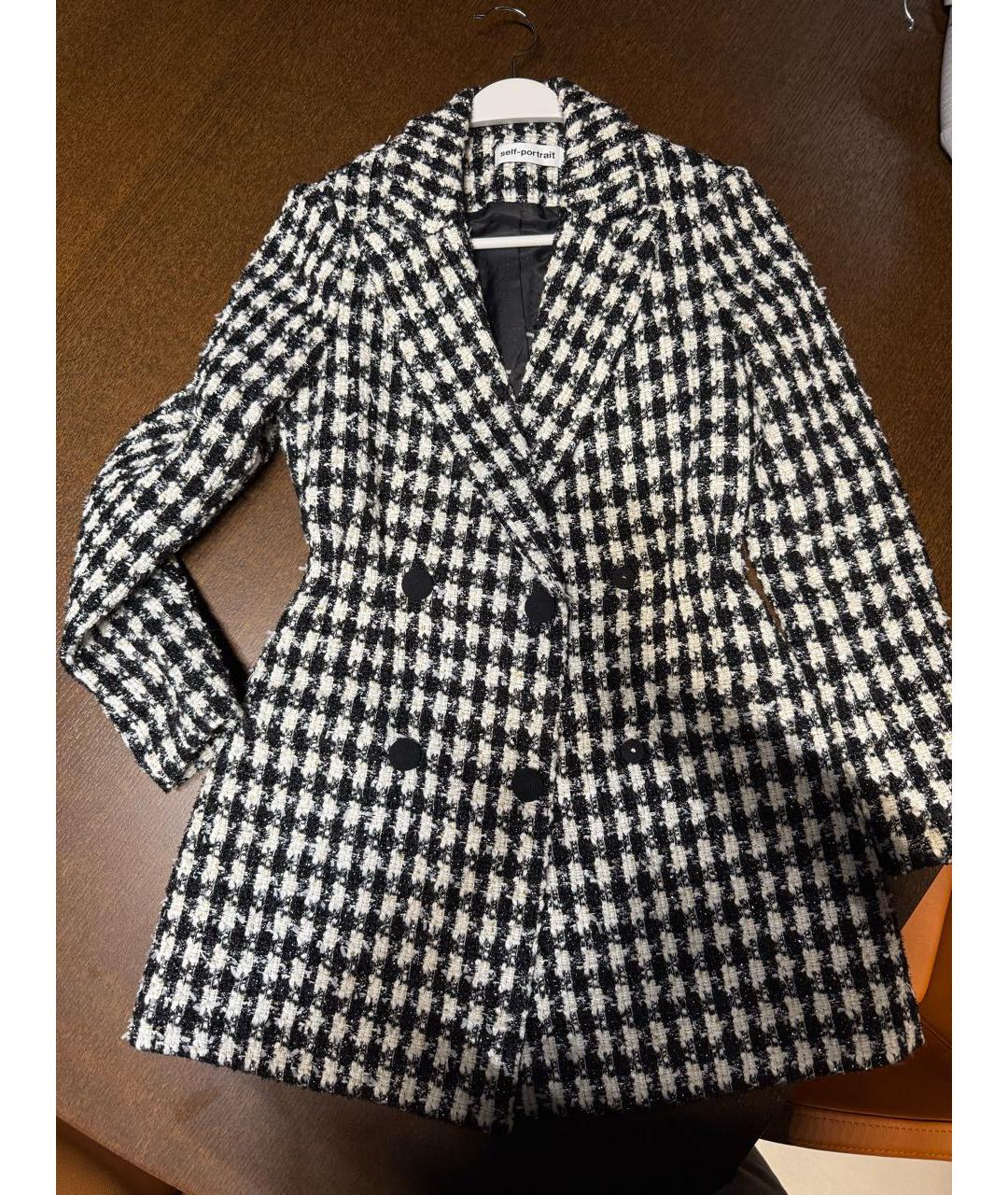 SELF-PORTRAIT Черное твидовое повседневное платье, фото 3