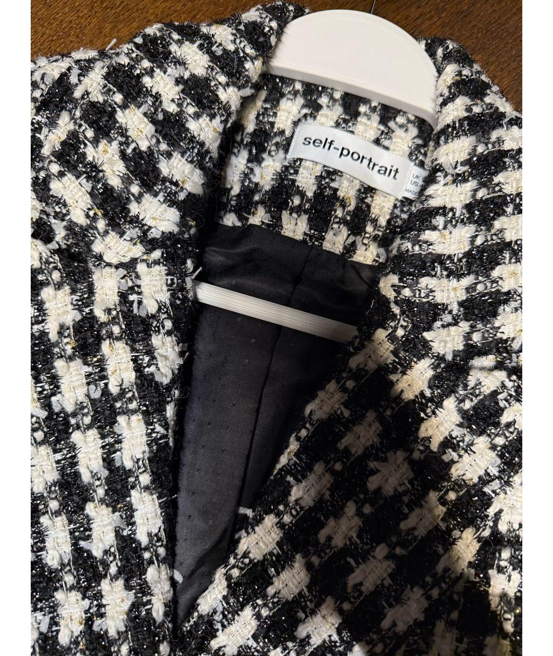 SELF-PORTRAIT Черное твидовое повседневное платье, фото 2
