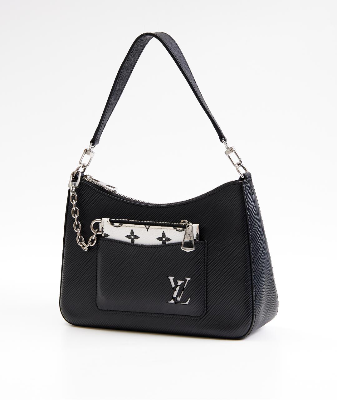 LOUIS VUITTON Черная кожаная сумка с короткими ручками, фото 2