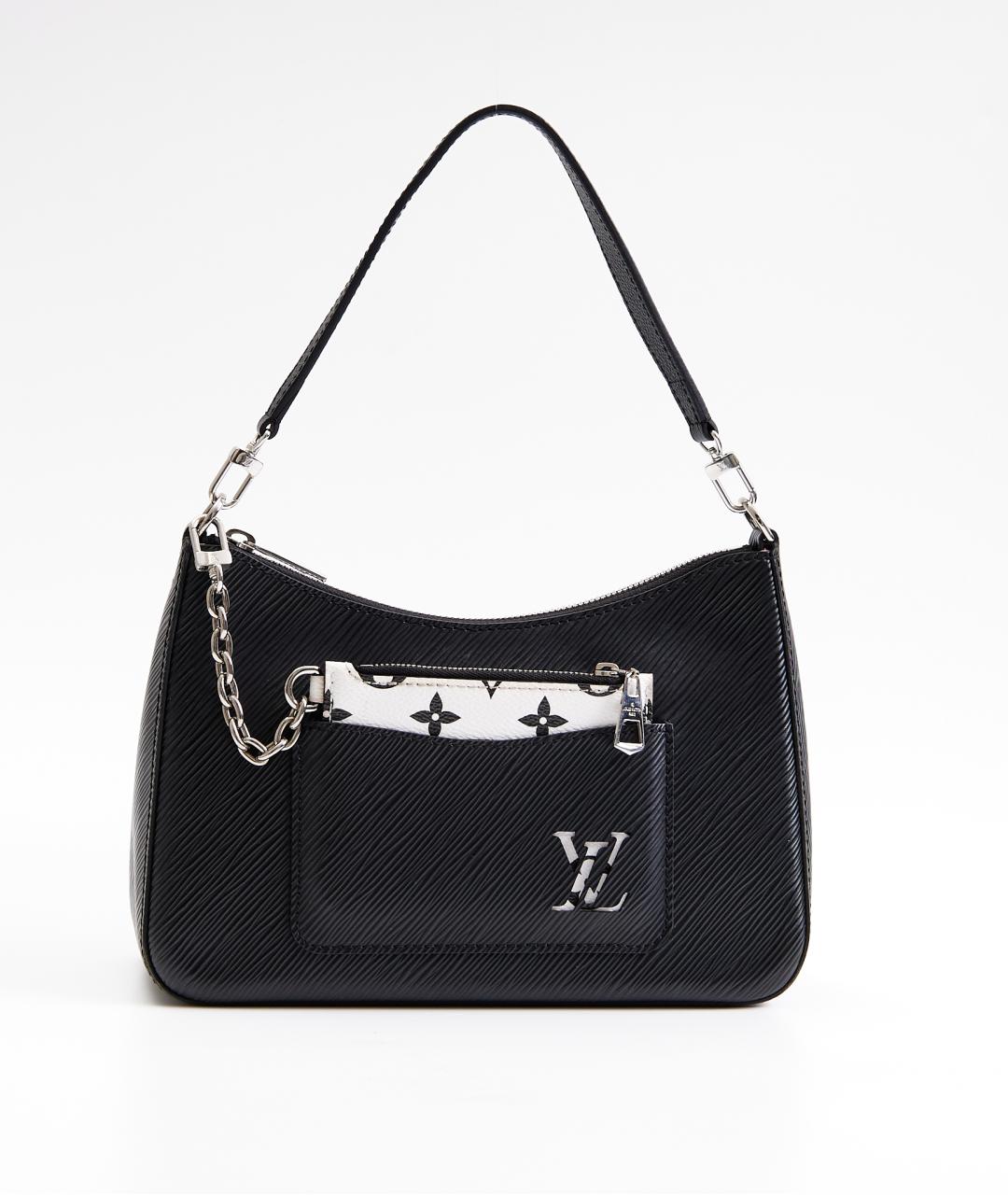 LOUIS VUITTON Черная кожаная сумка с короткими ручками, фото 9