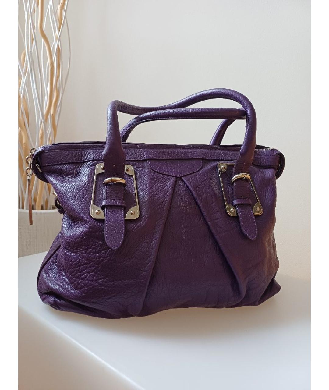CASADEI Фиолетовая кожаная сумка с короткими ручками, фото 6