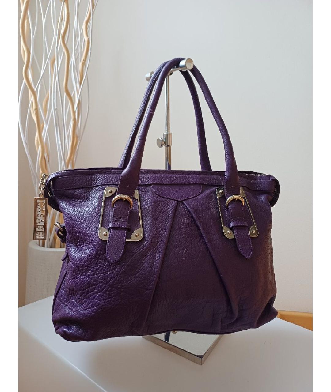 CASADEI Фиолетовая кожаная сумка с короткими ручками, фото 5