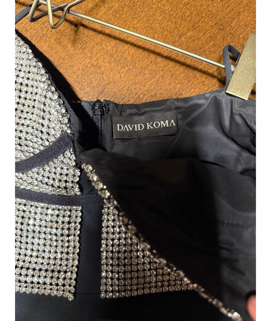 DAVID KOMA Черное хлопковое коктейльное платье, фото 3