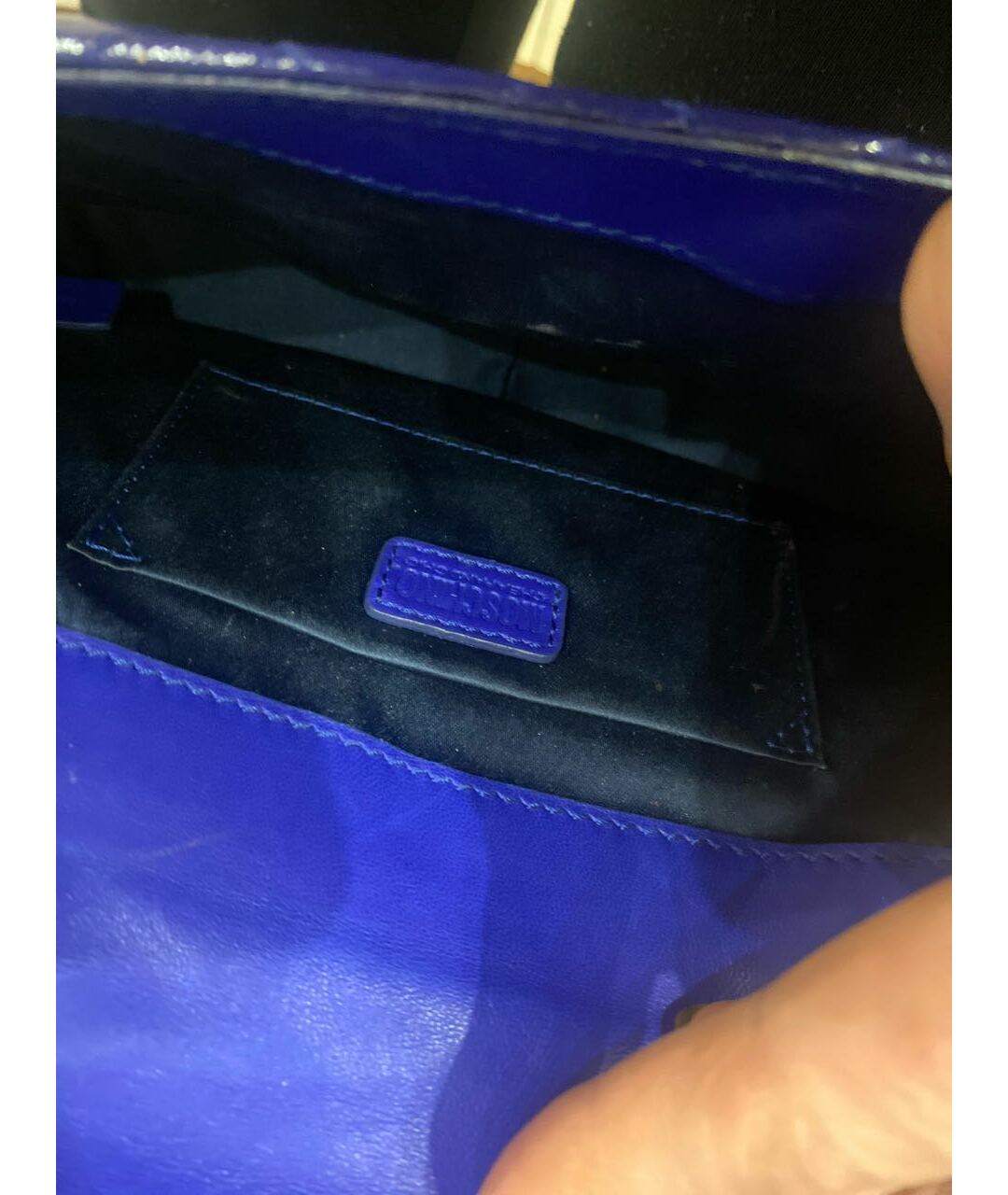 MOSCHINO Синяя сумка тоут из лакированной кожи, фото 4