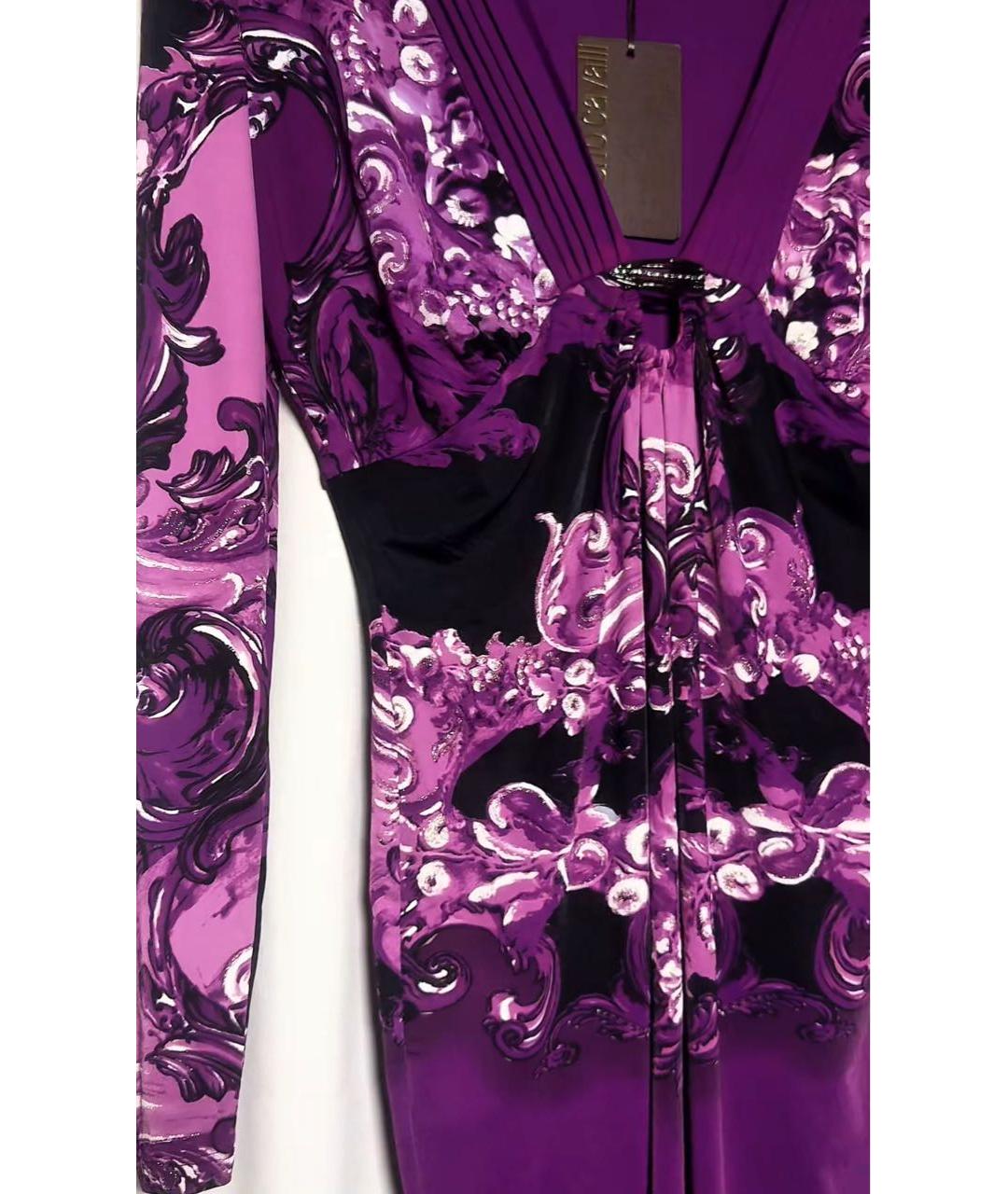 ROBERTO CAVALLI Фиолетовое полиамидовое коктейльное платье, фото 5