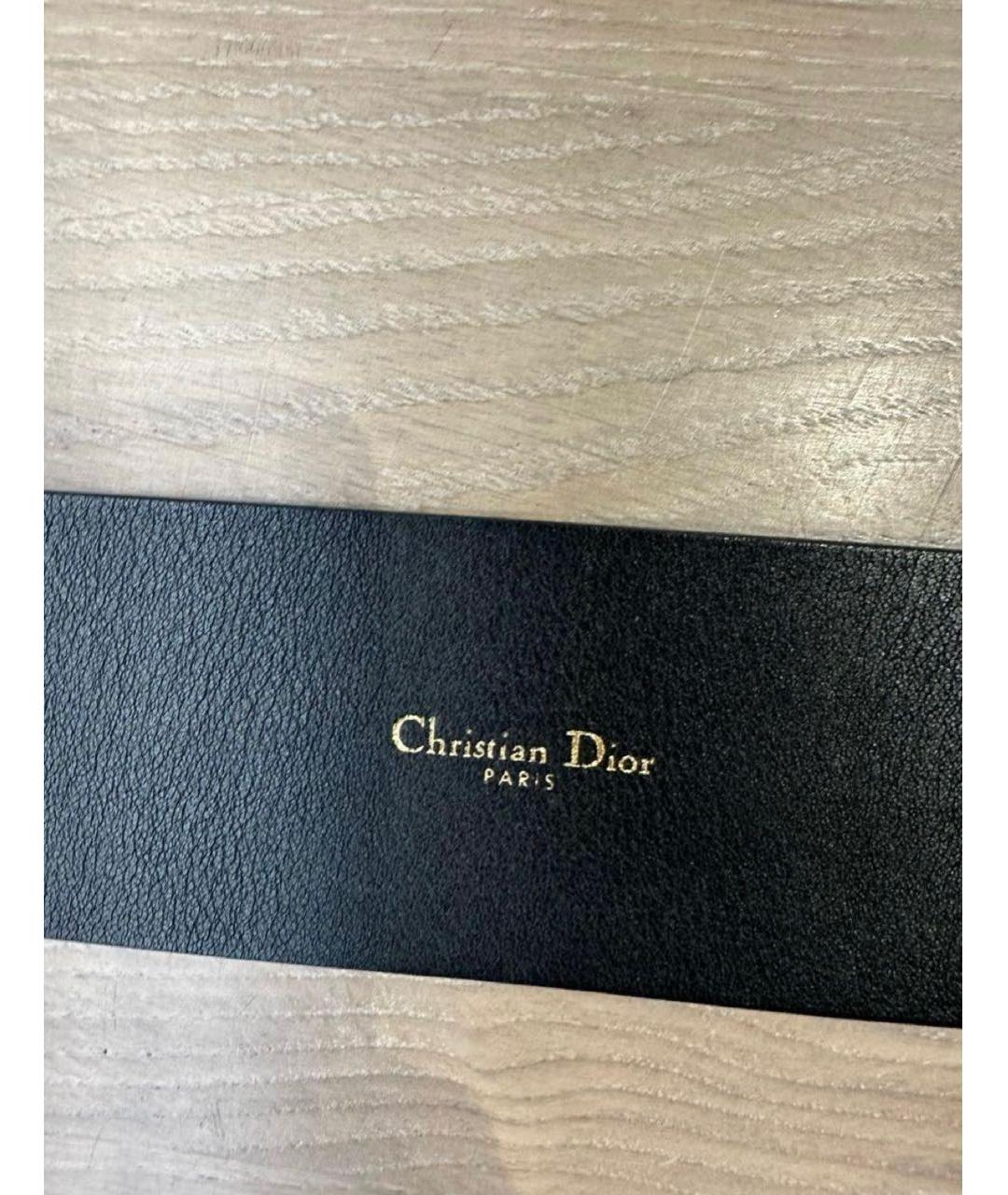 CHRISTIAN DIOR Черный кожаный ремень, фото 3