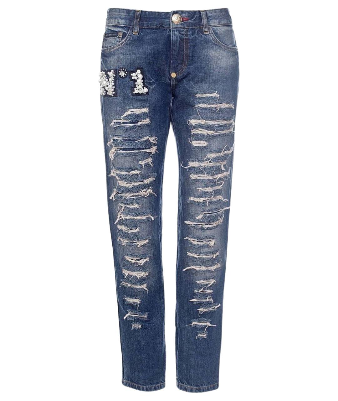 PHILIPP PLEIN Синие хлопковые джинсы слим, фото 1