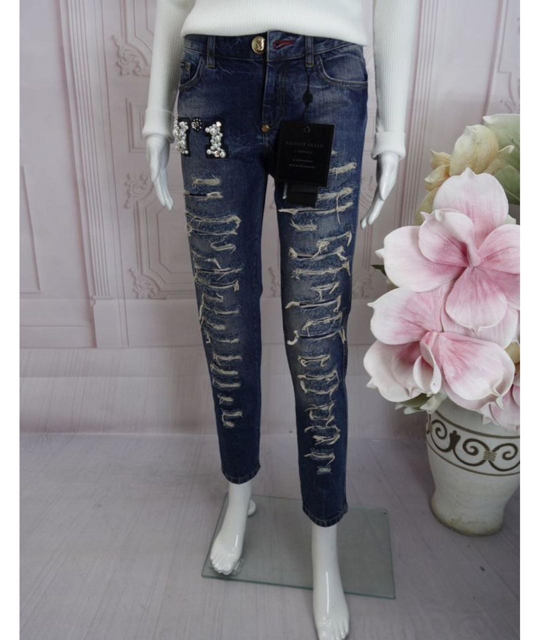 PHILIPP PLEIN Синие хлопковые джинсы слим, фото 5