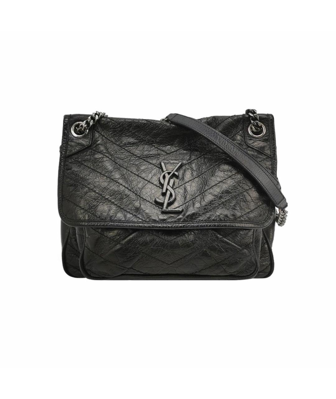 SAINT LAURENT Черная кожаная сумка через плечо, фото 9