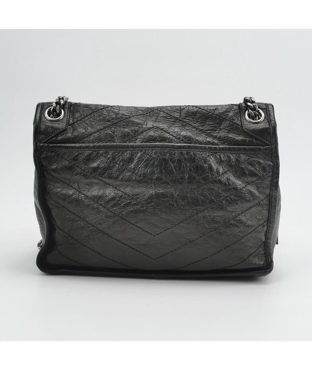 SAINT LAURENT Черная кожаная сумка через плечо, фото 2