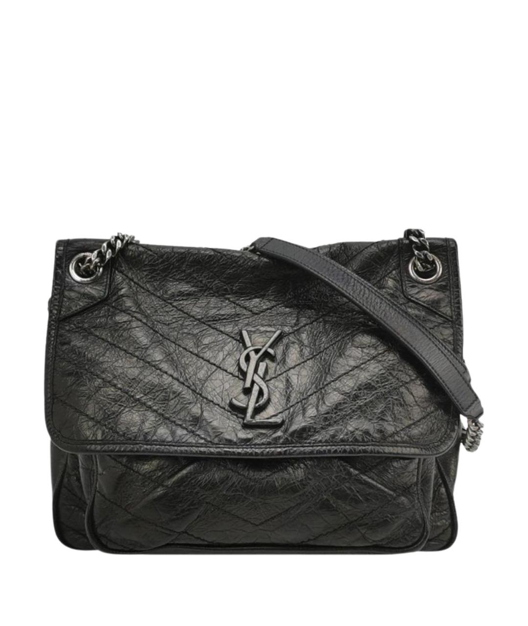 SAINT LAURENT Черная кожаная сумка через плечо, фото 1