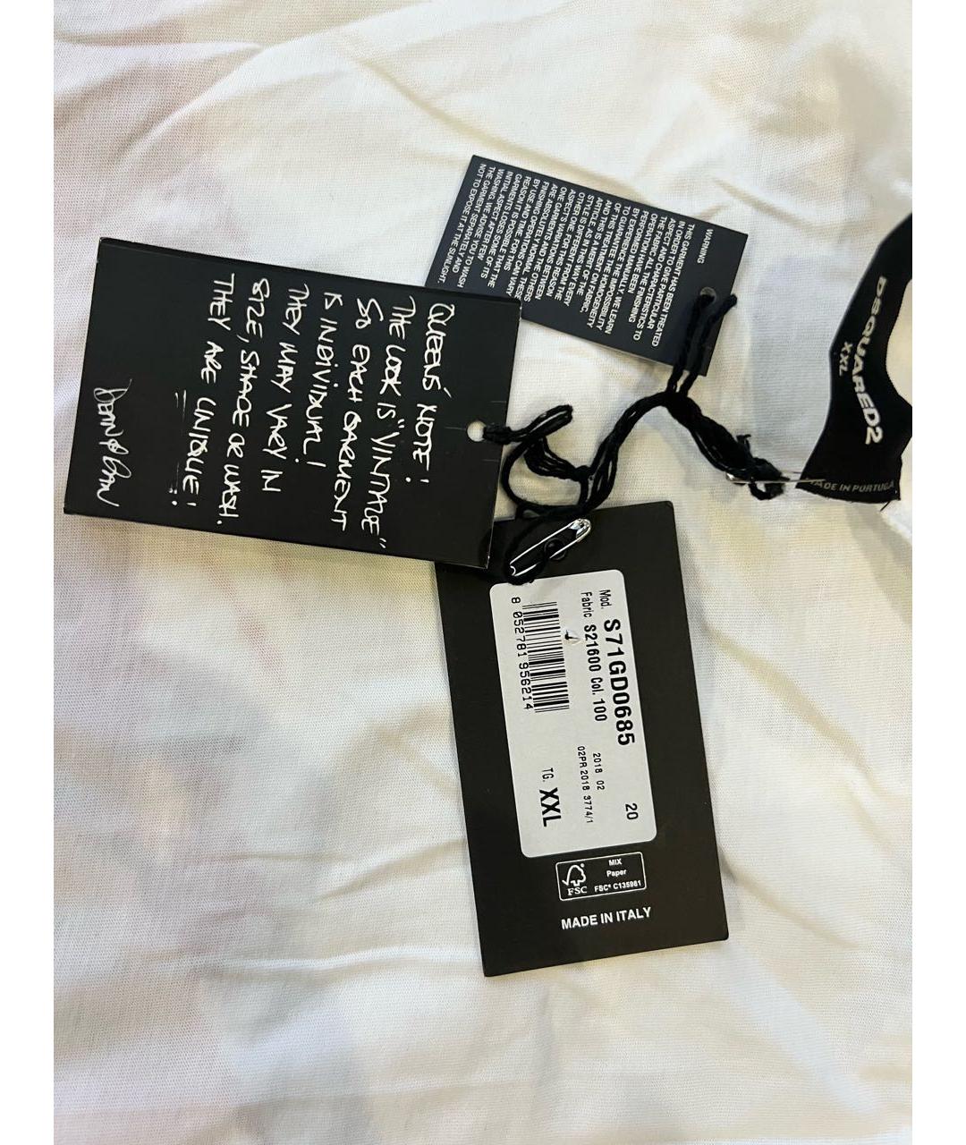 DSQUARED2 Белая хлопковая футболка, фото 3