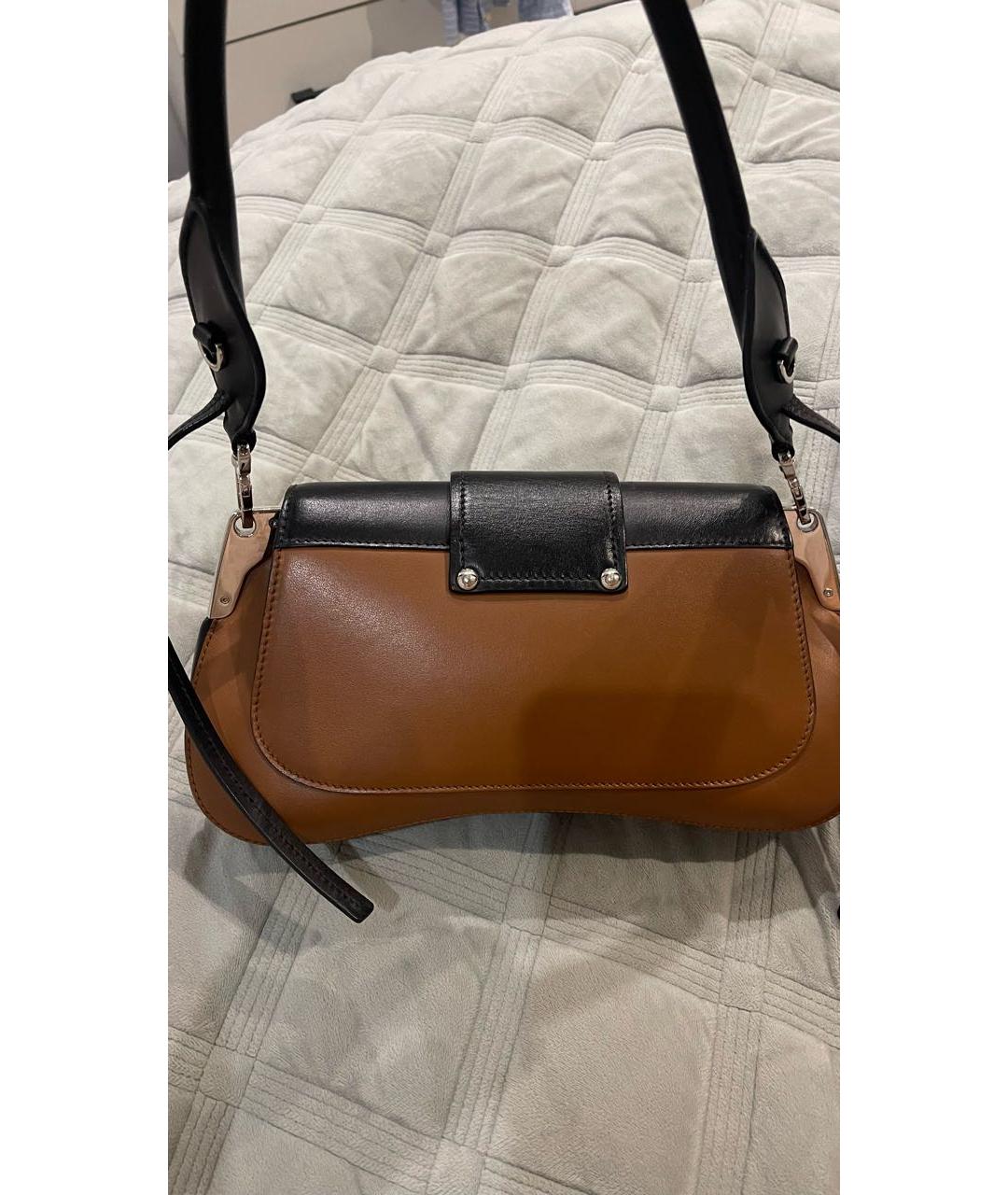 PRADA Коричневая кожаная сумка с короткими ручками, фото 8