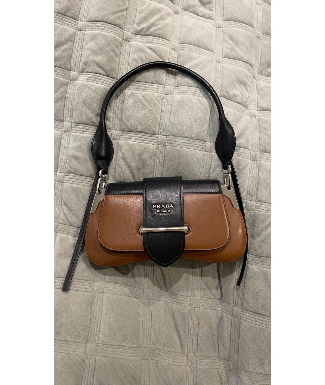 PRADA Коричневая кожаная сумка с короткими ручками, фото 9