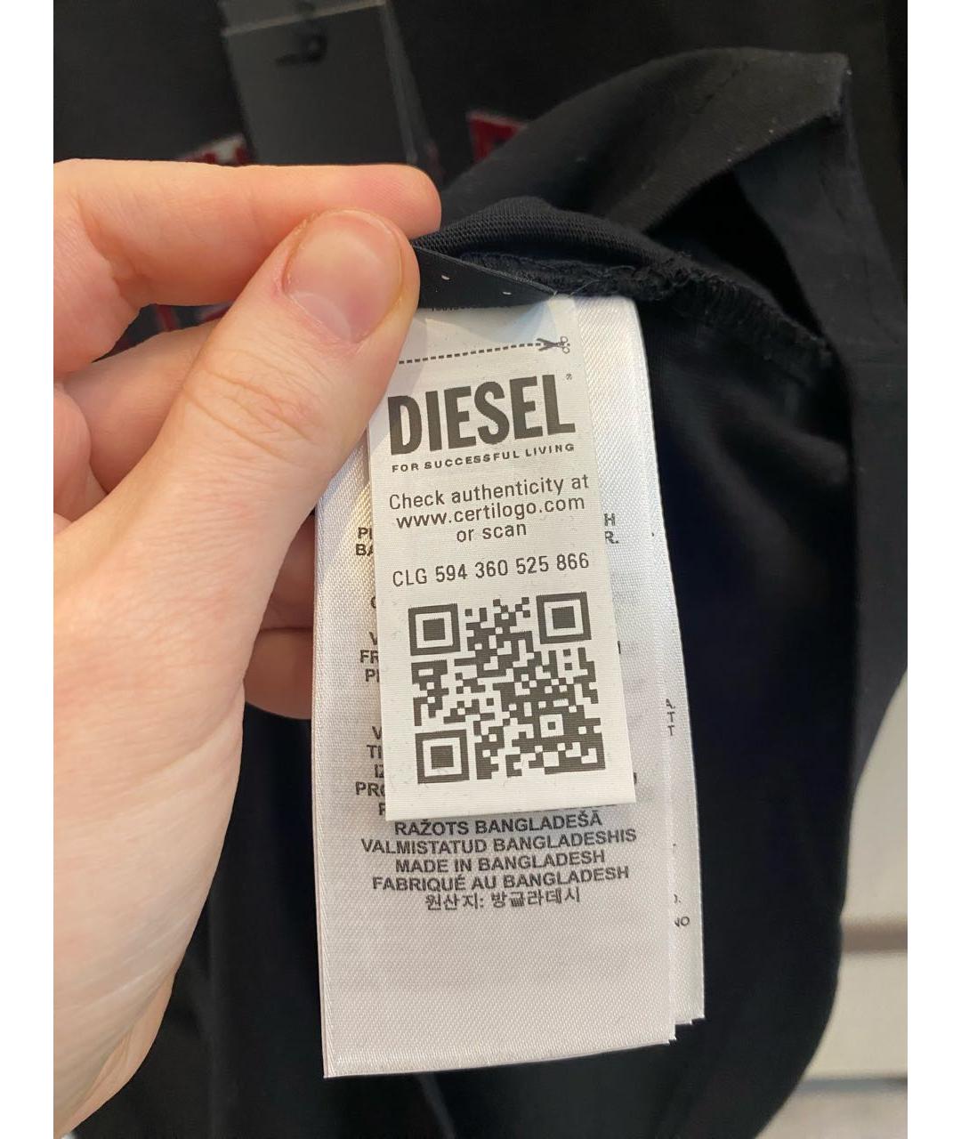 DIESEL Черная хлопковая футболка, фото 4