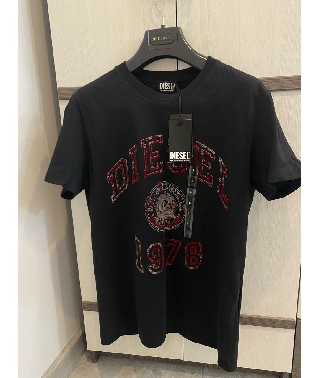 DIESEL Черная хлопковая футболка, фото 6