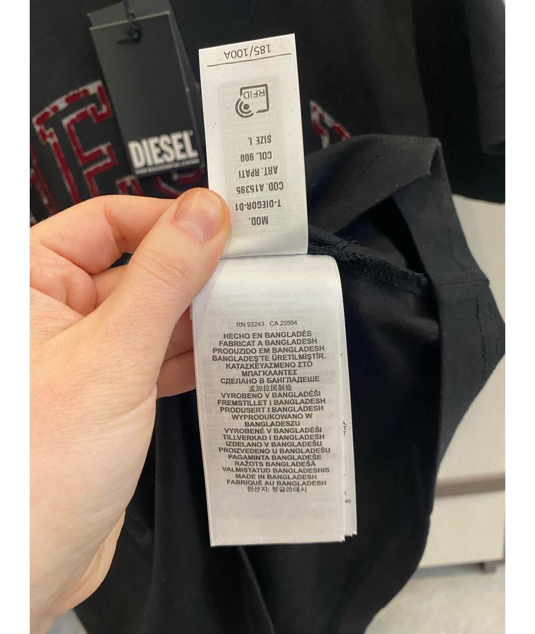 DIESEL Черная хлопковая футболка, фото 5