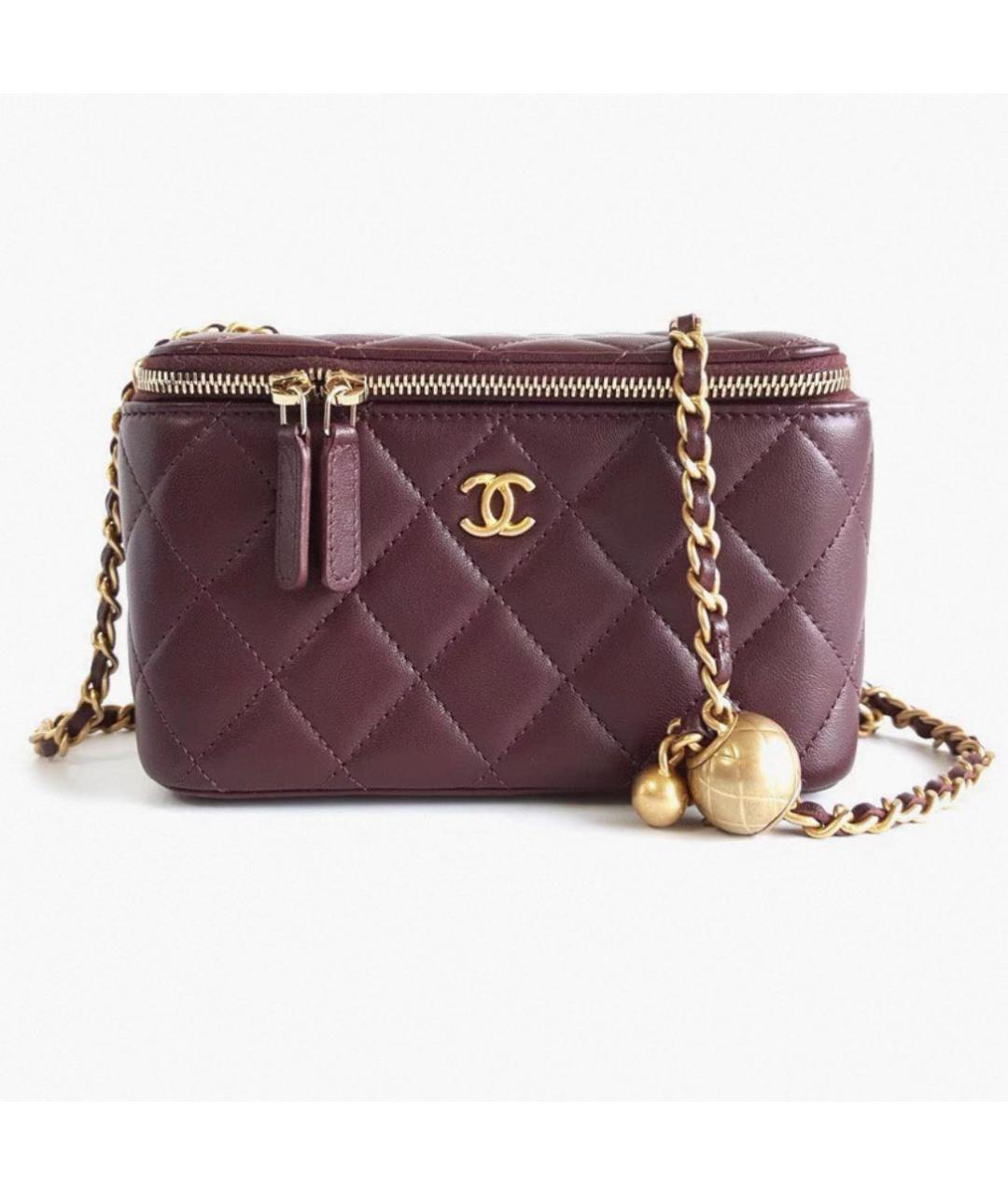 CHANEL Бордовая кожаная сумка через плечо, фото 5