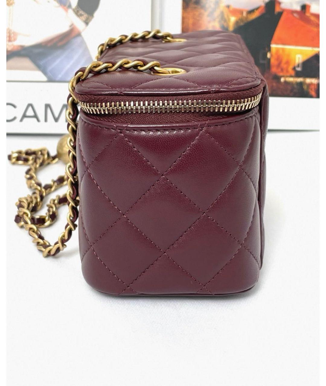 CHANEL Бордовая кожаная сумка через плечо, фото 3