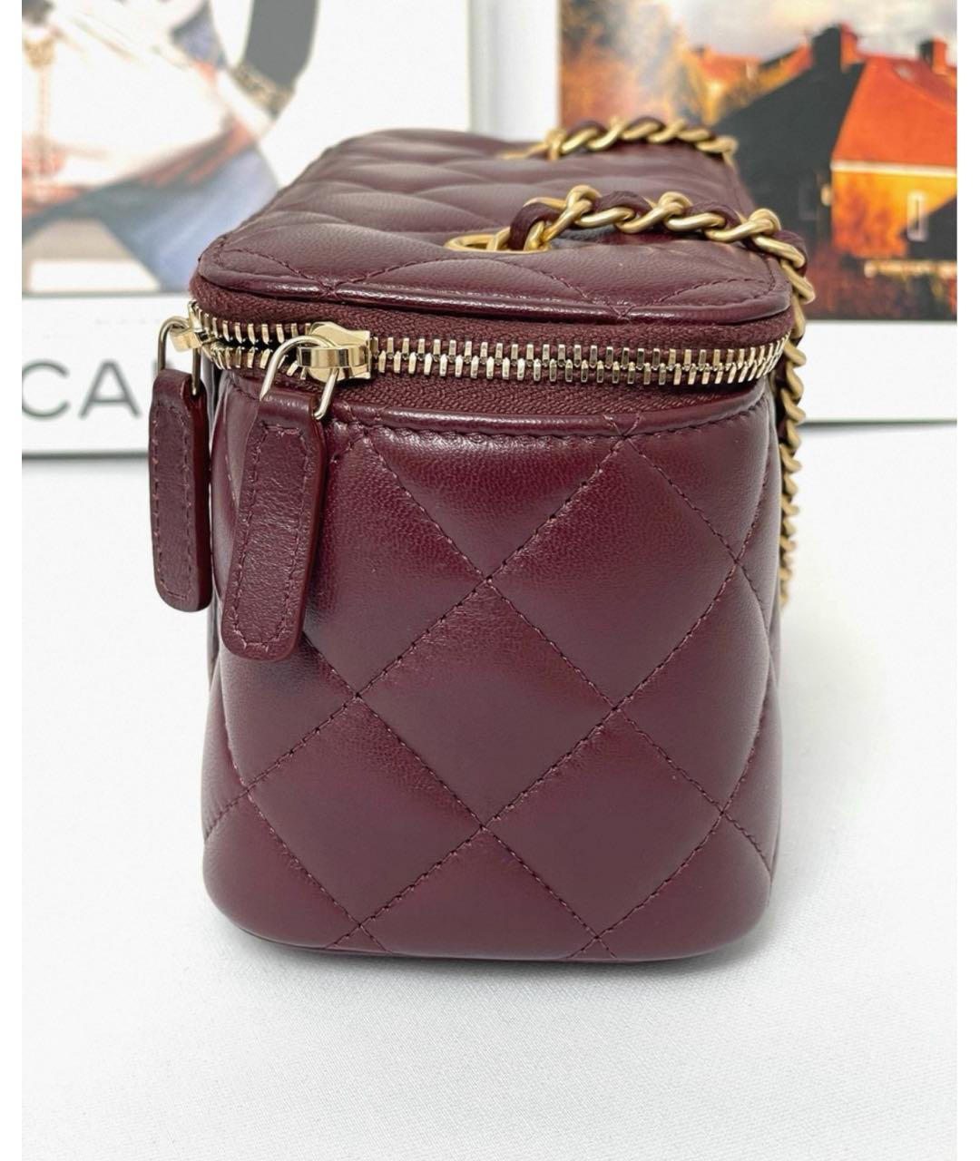 CHANEL Бордовая кожаная сумка через плечо, фото 4