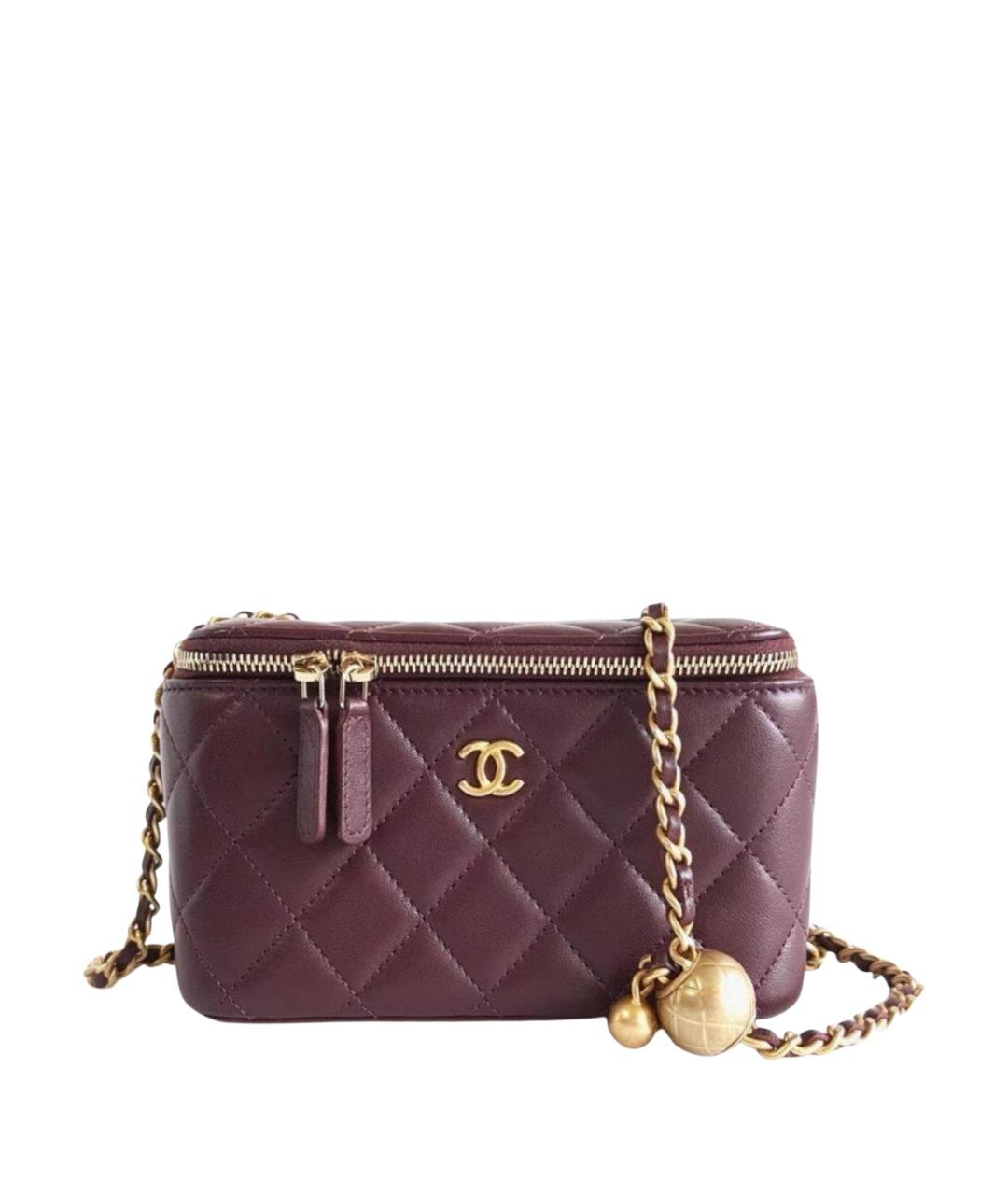 CHANEL Бордовая кожаная сумка через плечо, фото 1