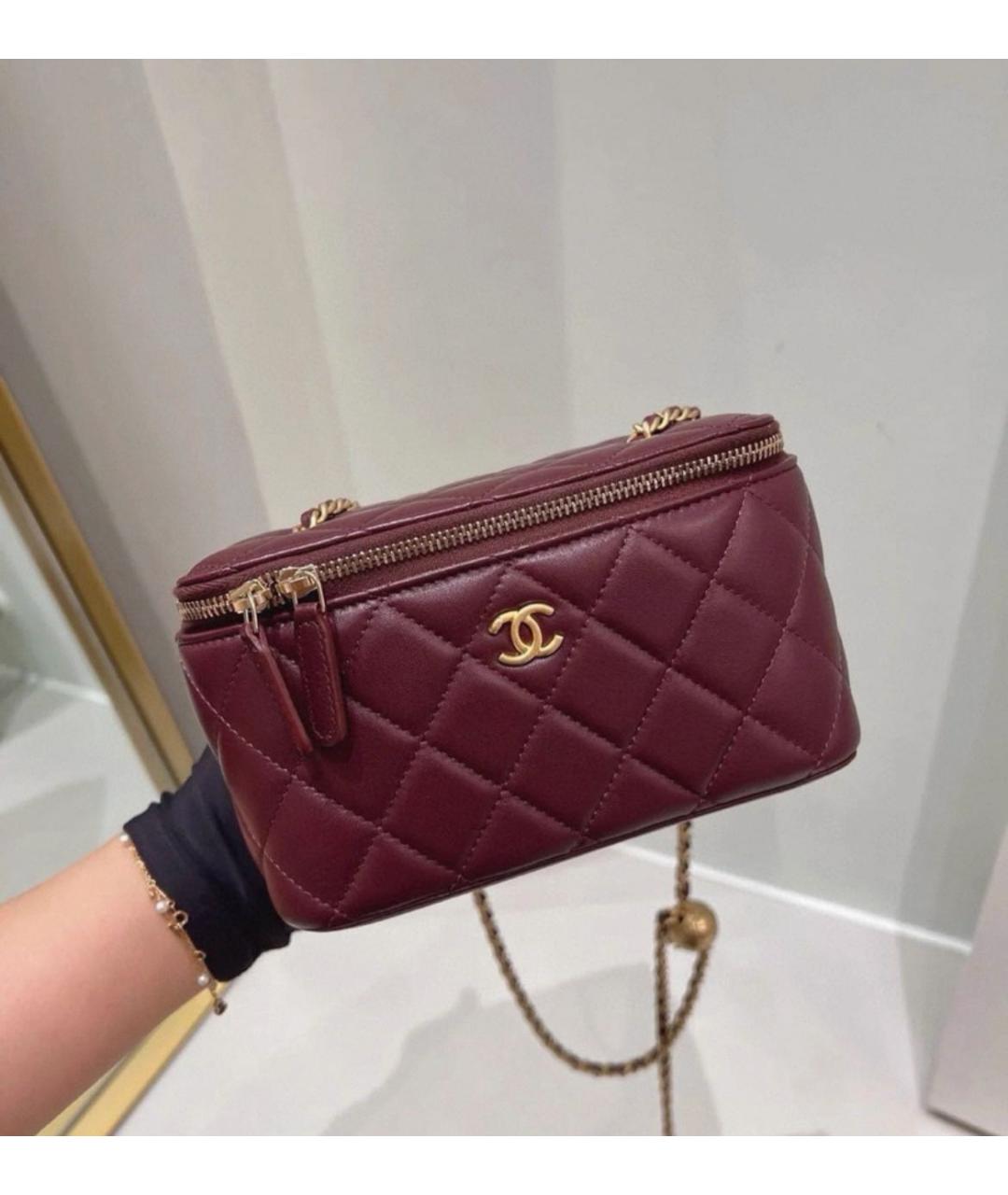 CHANEL Бордовая кожаная сумка через плечо, фото 2