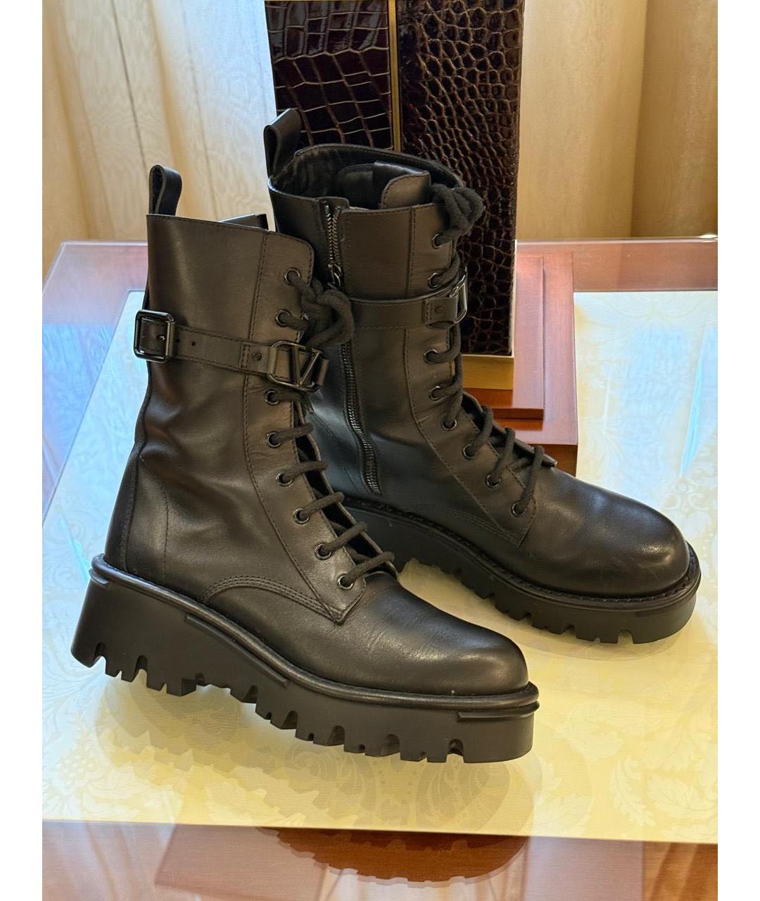 VALENTINO Черные кожаные ботинки, фото 3