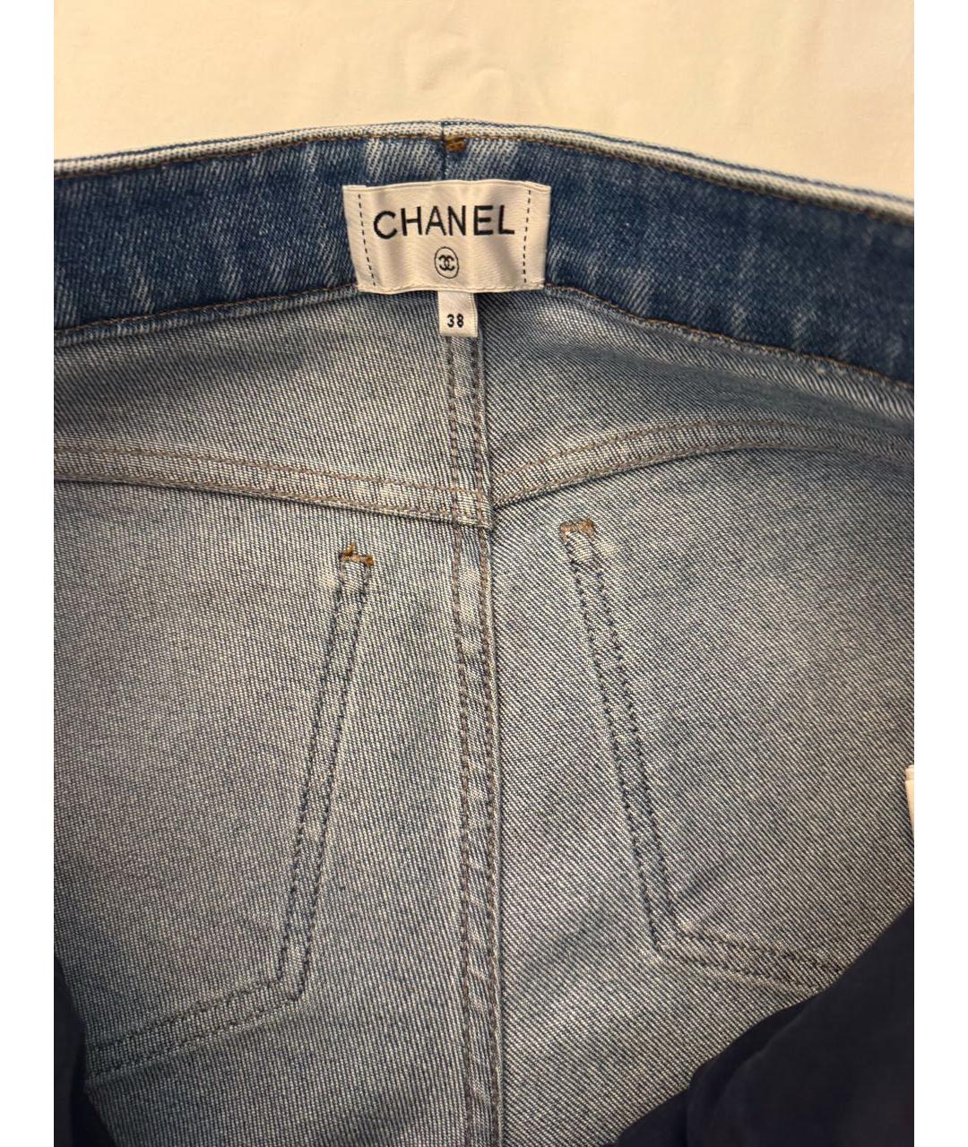 CHANEL Голубые хлопковые джинсы слим, фото 3