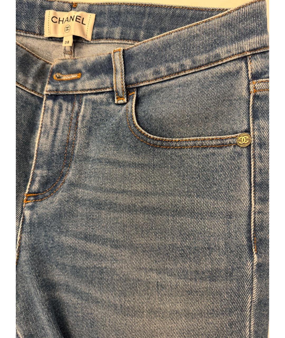 CHANEL Голубые хлопковые джинсы слим, фото 4