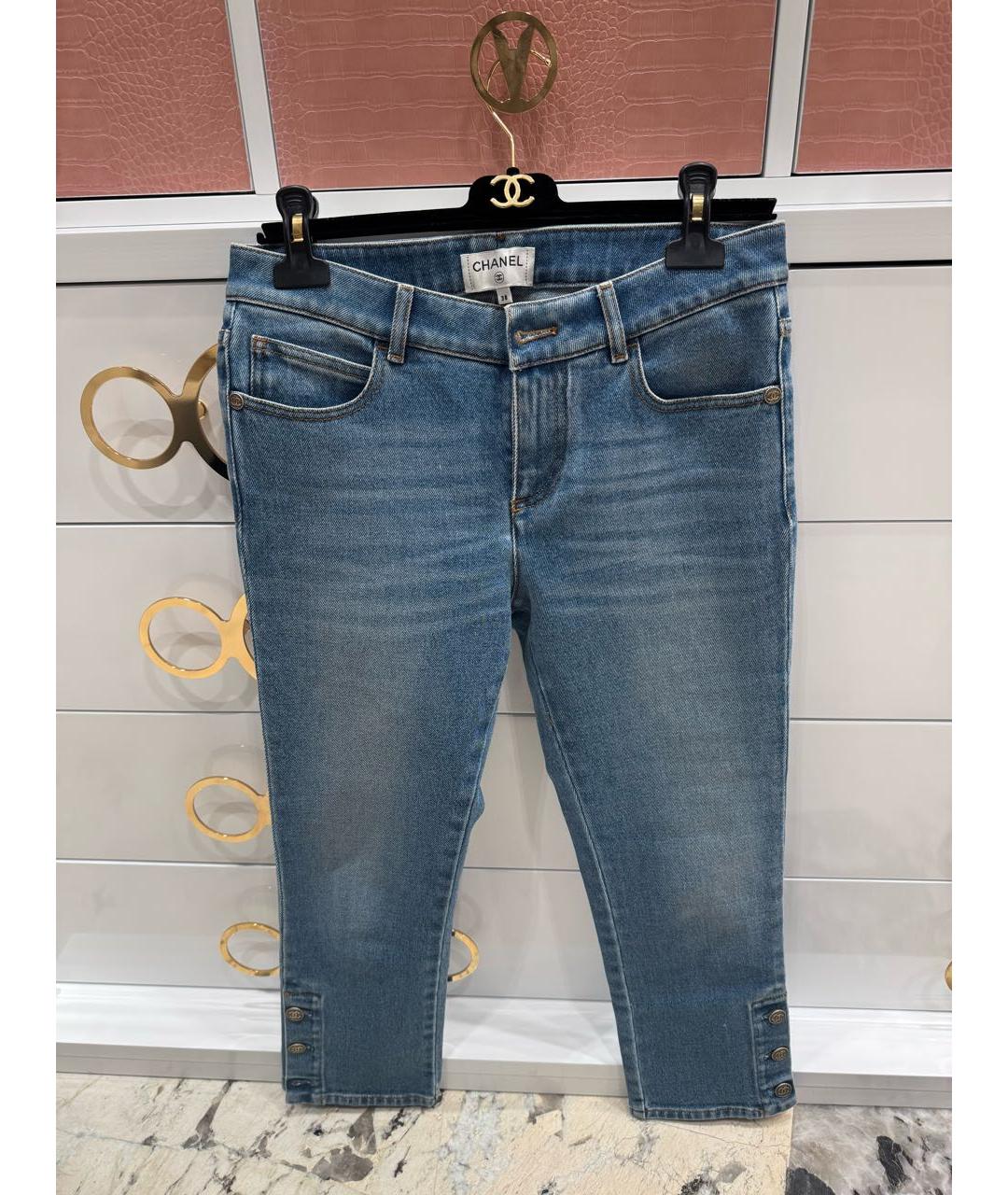 CHANEL Голубые хлопковые джинсы слим, фото 8