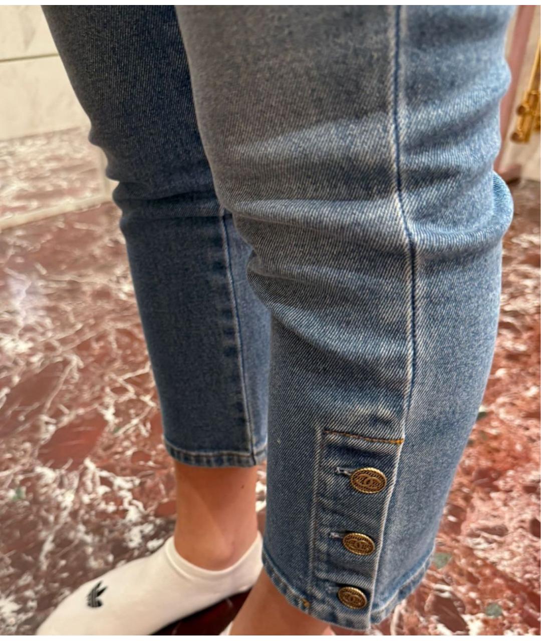 CHANEL Голубые хлопковые джинсы слим, фото 7