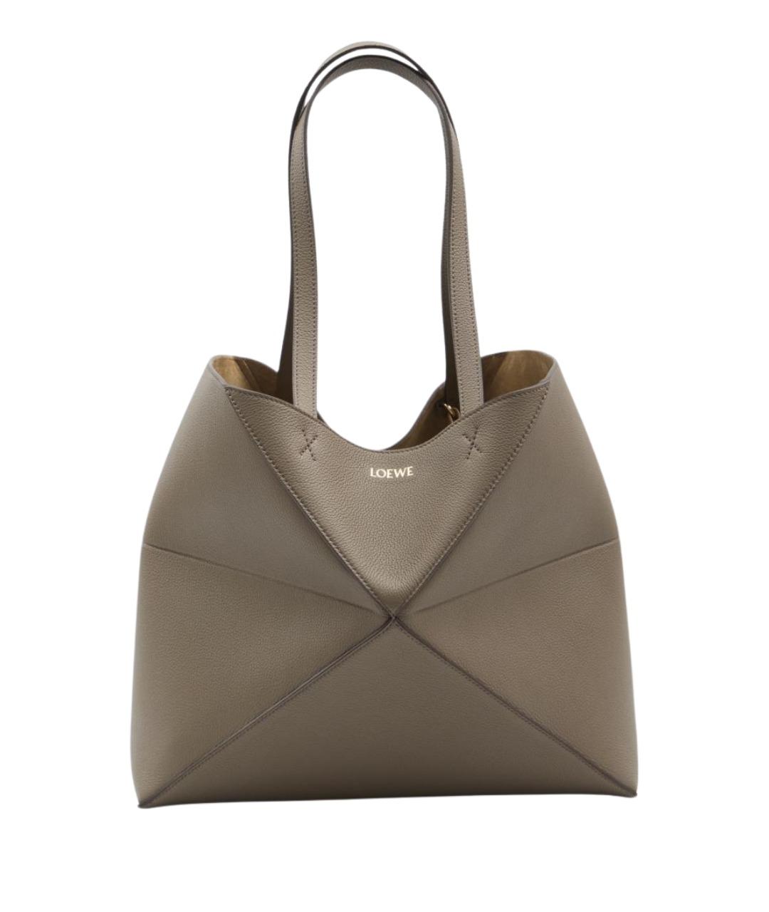 LOEWE Бежевая кожаная сумка тоут, фото 1