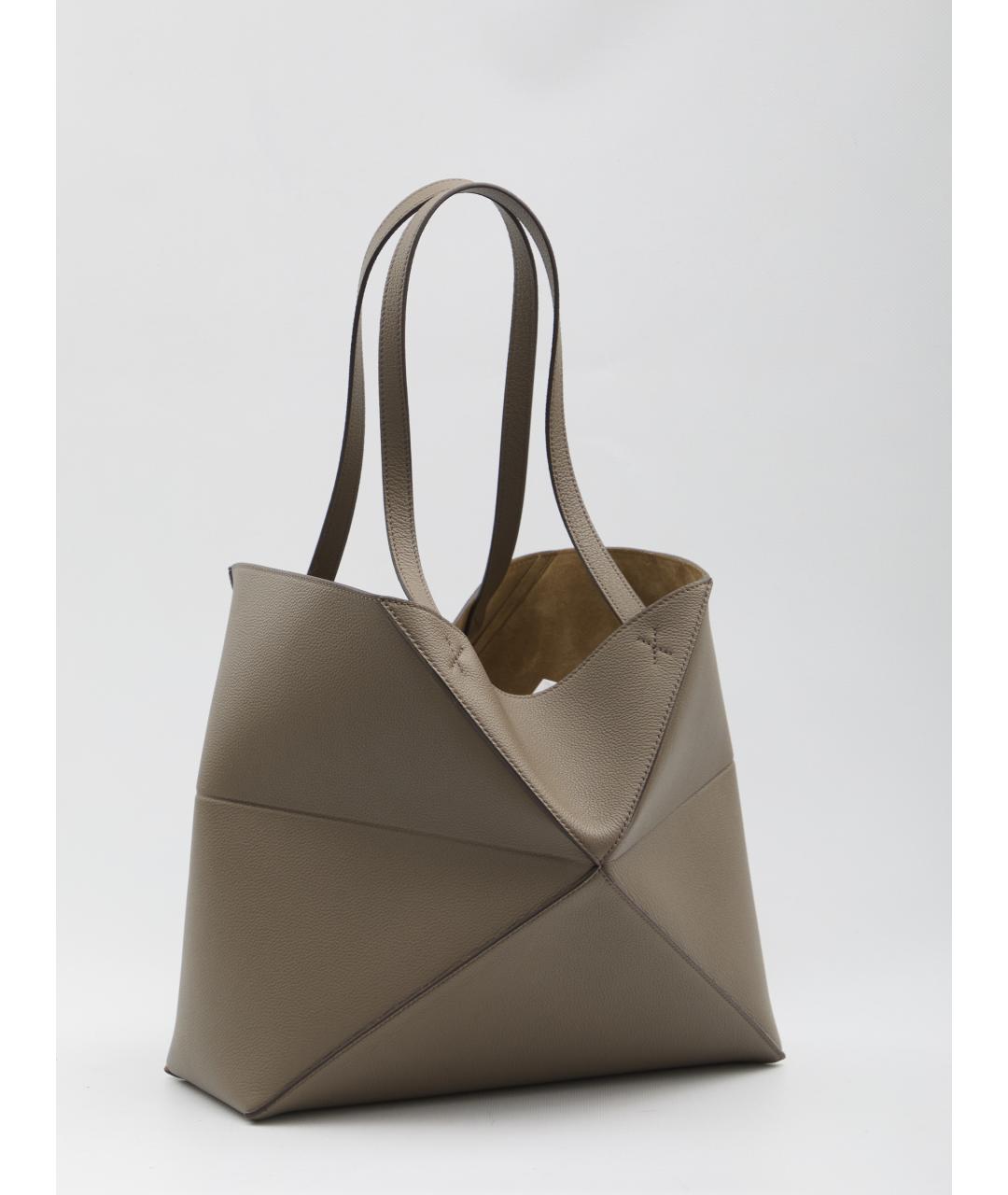 LOEWE Бежевая кожаная сумка тоут, фото 2