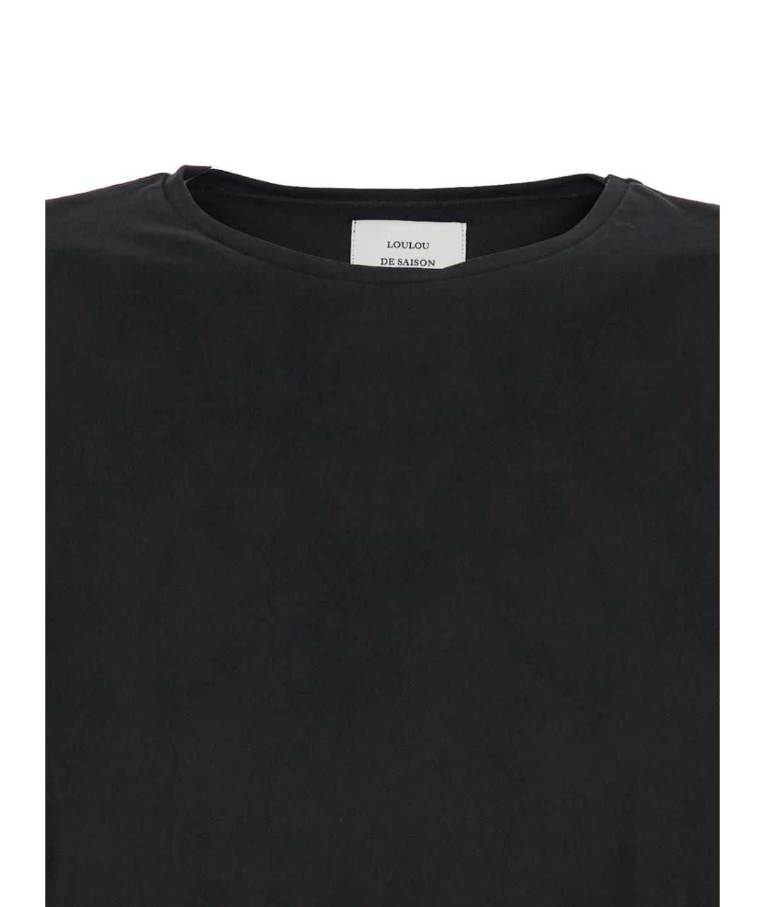 LOULOU STUDIO Черная хлопковая футболка, фото 3