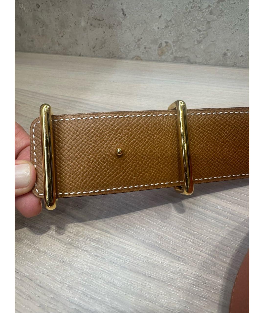 HERMES Оранжевый кожаный ремень, фото 2