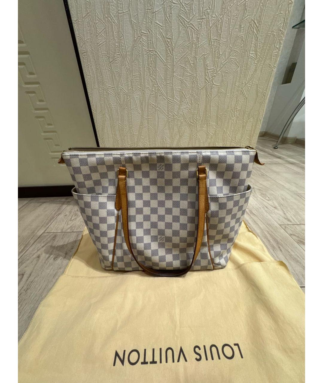 LOUIS VUITTON Бежевая кожаная сумка тоут, фото 7